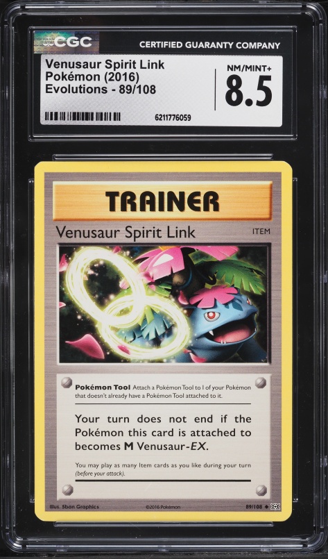 2016 Pokemon XY Evolutions Venusaur Spirit Link #89 CGC 8.5 NM-MT+
