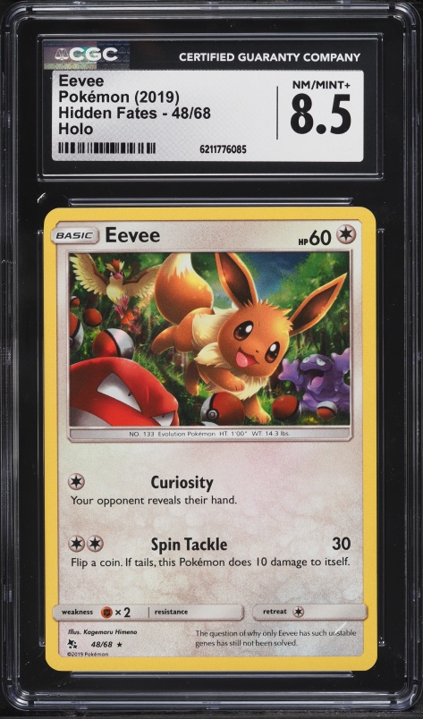 2019 Pokemon Sun & Moon Hidden Fates Holo Eevee #48 CGC 8.5 NM-MT+