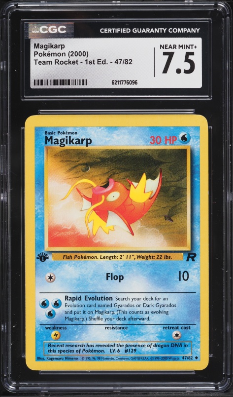 2000 Pokemon Team Rocket 1st Edition Magikarp #47 CGC 7.5 NRMT+