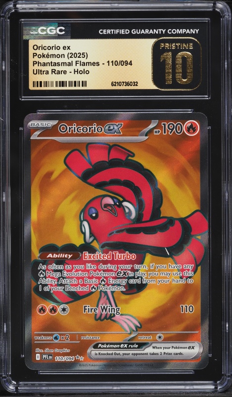 2025 Pokemon Mega Evolution Phantasmal Flames Full Art Oricorio Ex #110 CGC 10 PRISTINE