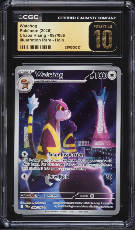 2026 Pokemon Mega Evolution Chaos Rising IR Watchog #97 CGC 10 GEM