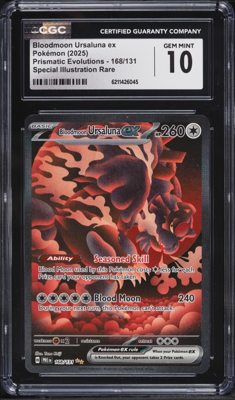 2025 Pokemon Scarlet & Violet Prismatic Evolutions SIR Bloodmoon Ursaluna Ex #168 CGC 10 GEM