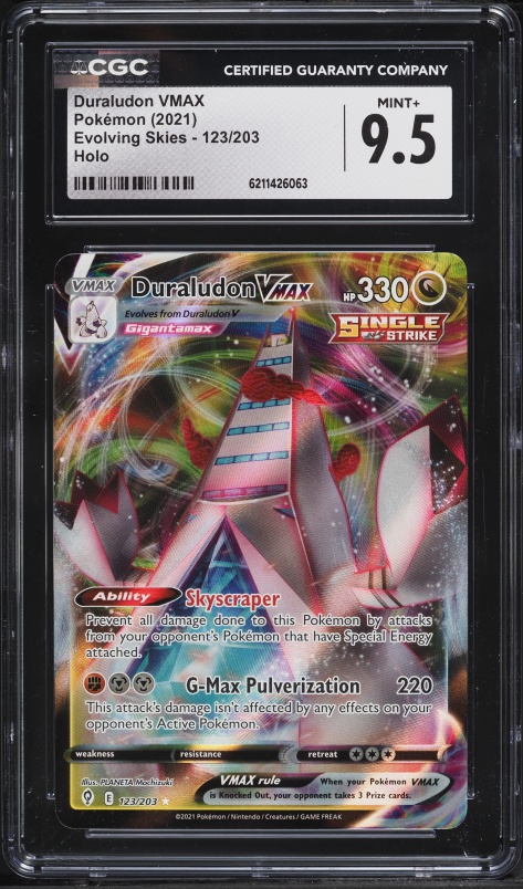 2021 Pokemon Sword & Shield Evolving Skies Full Art Duraludon Vmax #123 CGC 9.5 MINT+