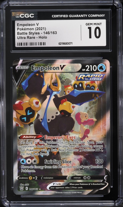 2021 Pokemon Sword & Shield Battle Styles Full Art Empoleon V #146 CGC 10 GEM MINT