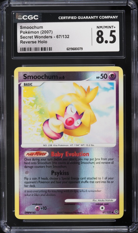 2007 Pokemon Diamond & Pearl Secret Wonders Reverse Holo Smoochum #67 CGC 8.5 NM-MT+