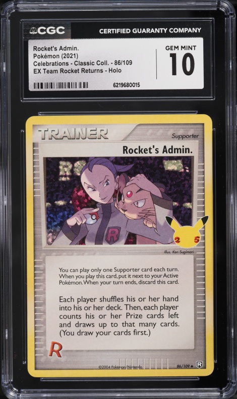2021 Pokemon SWSH Celebrations Classic Collection Holo Rocket's Admin #86 CGC 10 GEM MINT