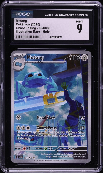 2026 Pokemon Mega Evolution Chaos Rising IR Metang #94 CGC 9 MINT
