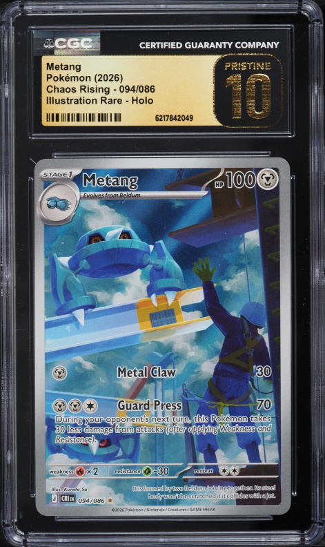2026 Pokemon Mega Evolution Chaos Rising IR Metang #94 CGC 10 PRISTINE