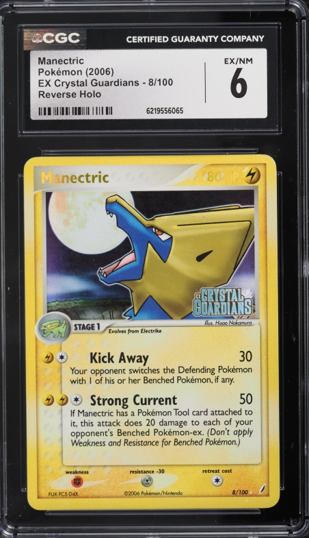 2006 Pokemon EX Crystal Guardians Reverse Holo Manectric #8 CGC 6 EXMT