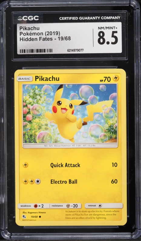2019 Pokemon Sun & Moon Hidden Fates Pikachu #19 CGC 8.5 NM-MT+