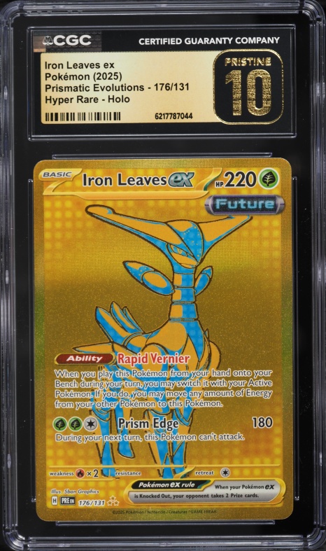2025 Pokemon SV Prismatic Evolutions Gold Rare Iron Leaves Ex #176 CGC 10 PRISTINE
