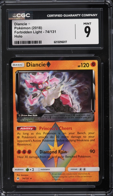 2018 Pokemon Sun & Moon Forbidden Light Holo Diancie #74 CGC 9 MINT