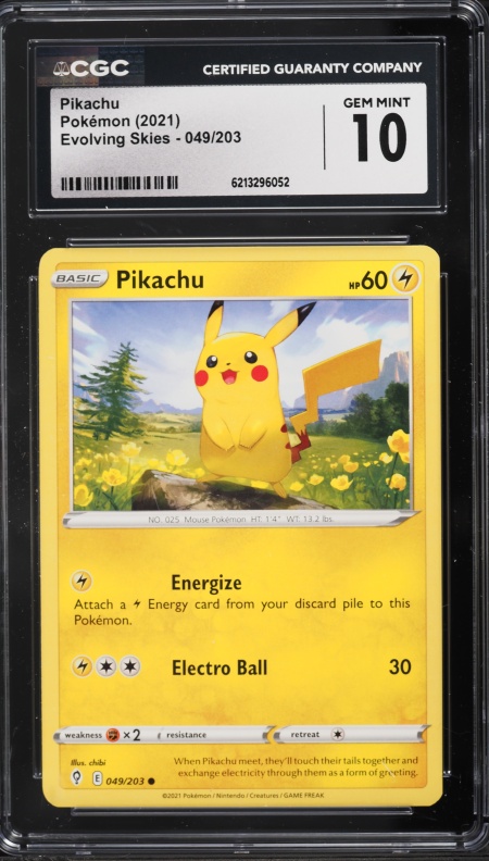 2021 Pokemon Sword & Shield Evolving Skies Pikachu #49 CGC 10 GEM MINT