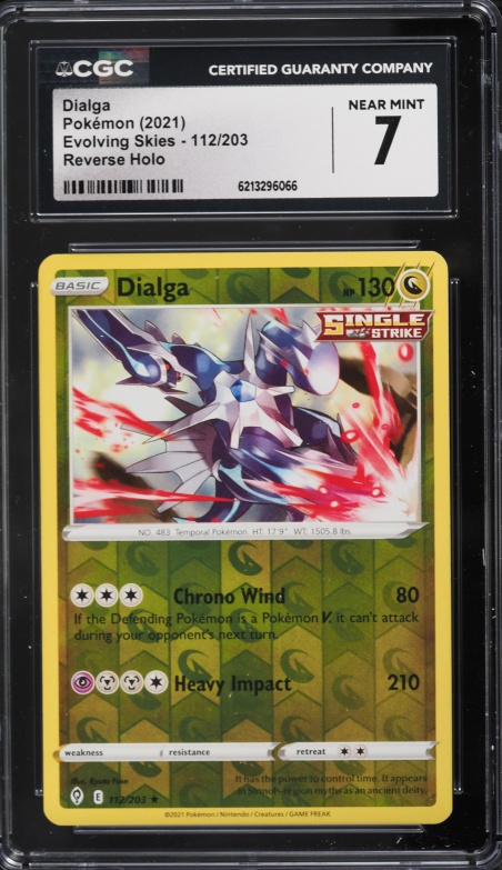 2021 Pokemon Evolving Skies Reverse Holo Dialga #112 CGC 7 NRMT