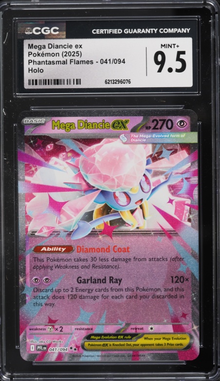 2025 Pokemon Mega Evolution Phantasmal Flames Holo Mega Diancie Ex #41 CGC 9.5 MINT+