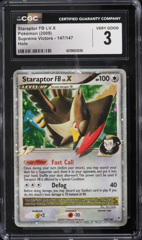2009 Pokemon Platinum Supreme Victors Holo Staraptor FB LV.X #147 CGC 3 VG