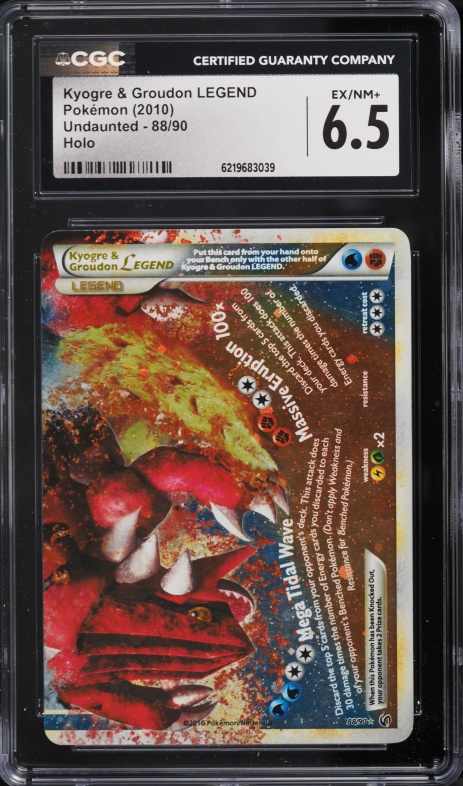 2010 Pokemon HeartGold & SoulSilver Undaunted Holo Kyogre & Groudon LEGEND #88 CGC 6.5 EXMT+