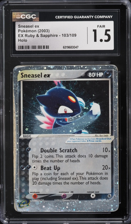 2003 Pokemon EX Ruby & Sapphire Holo Sneasel Ex #103 CGC 1.5 FR