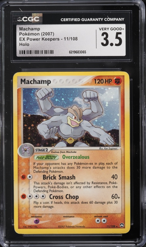 2007 Pokemon EX Power Keepers Holo Machamp #11 CGC 3.5 VG+