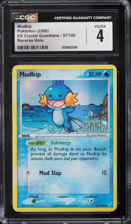 2006 Pokemon EX Crystal Guardians Reverse Holo Mudkip #57 CGC 4 VGEX