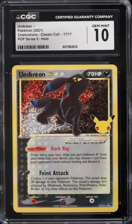 2021 Pokemon SWSH Celebrations POP Series 5 Holo Umbreon Gold Star #17 CGC 10 GEM MINT