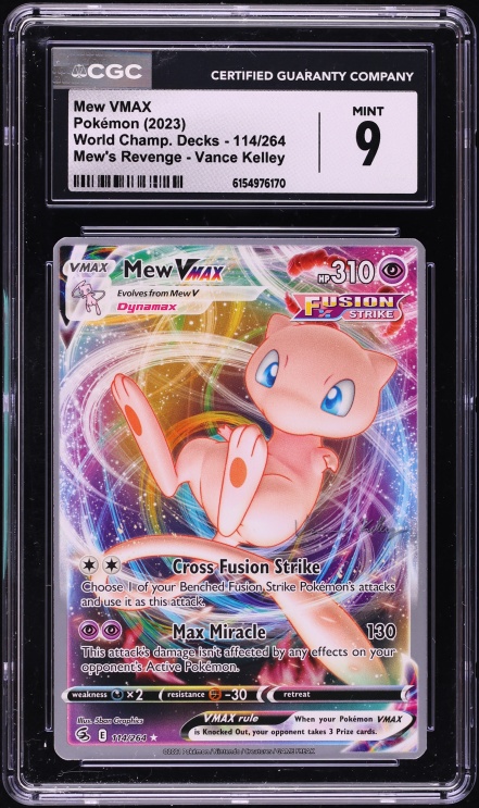 2023 Pokemon World Championships Decks Mew's Revenge Vance Kelley Full Art Mew VMAX #114 CGC 9