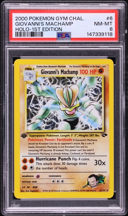 2000 Pokemon Gym Challenge 1st Edition Holo Giovanni's Machamp #6 PSA 8 NM-MT
