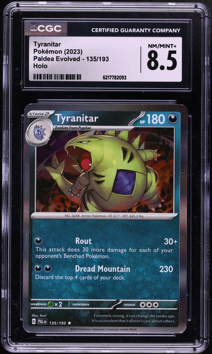 2023 Pokemon Scarlet & Violet Paldea Evolved Holo Tyranitar #135 CGC 8.5 NM-MT+