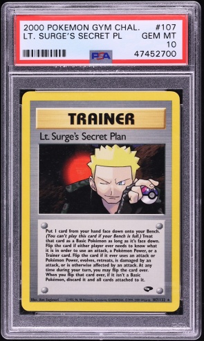 2000 Pokemon Gym Challenge Lt. Surge's Secret Plan #107 PSA 10 GEM MINT