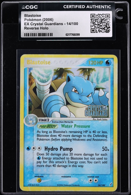 2006 Pokemon EX Crystal Guardians Reverse Holo Blastoise #14 CGC AUTH