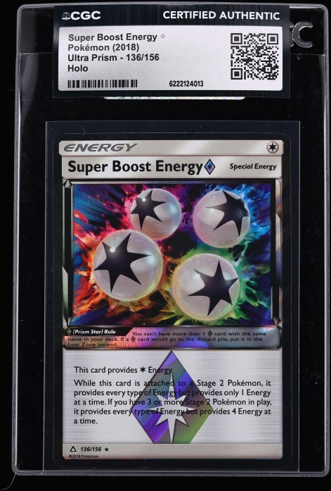 2018 Pokemon Sun & Moon Ultra Prism Holo Super Boost Energy #136 CGC AUTH