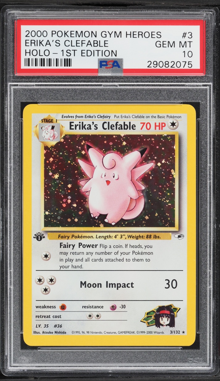 2000 Pokemon Gym Heroes 1st Edition Holo Erika's Clefable #3 PSA 10 GEM MINT