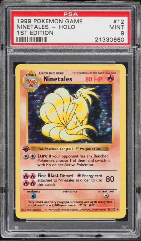 1999 Pokemon Base Set Shadowless 1st Edition Holo Ninetales #12 PSA 9 MINT