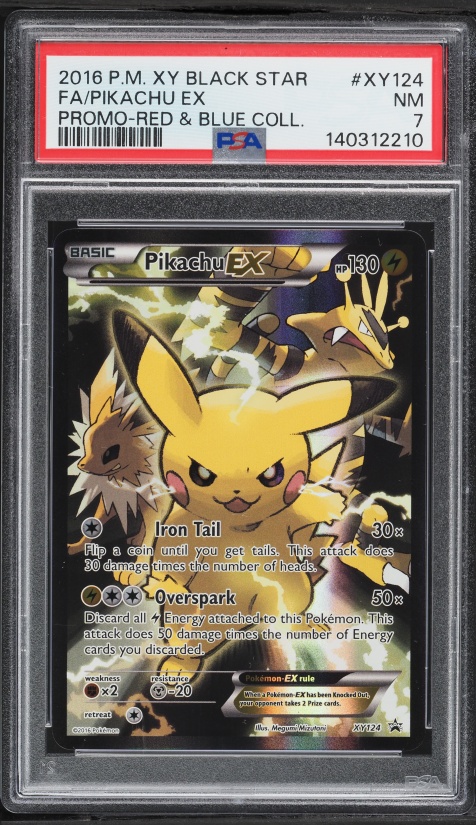 2016 Pokemon XY Promo Red & Blue Collection Full Art Pikachu Ex #XY124 PSA 7 NRMT