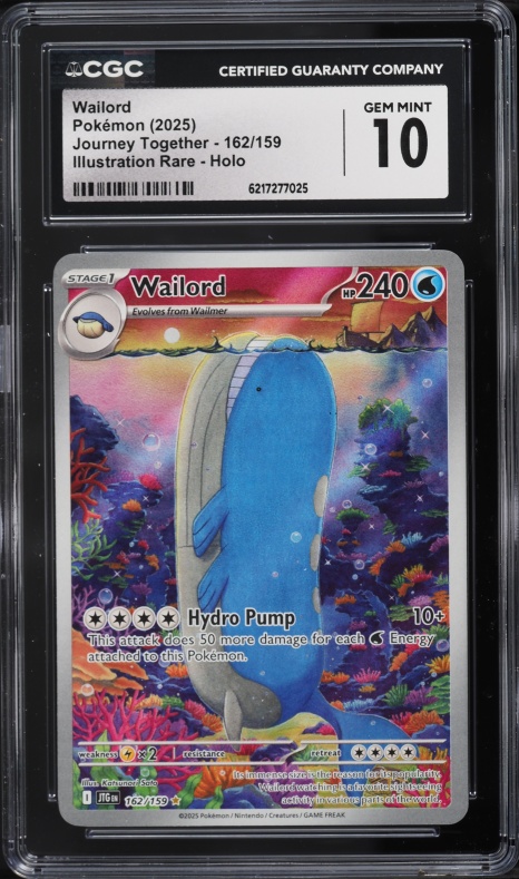 2025 Pokemon Scarlet & Violet Journey Together IR Wailord #162 CGC 10 GEM MINT