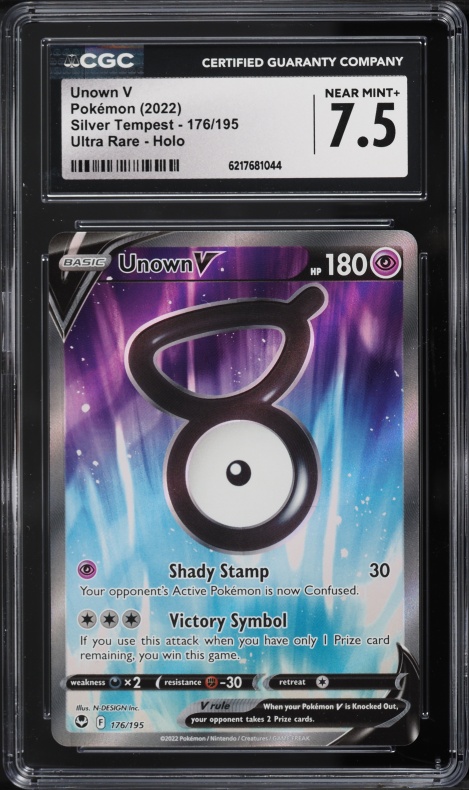 2022 Pokemon Sword & Shield Silver Tempest Full Art Unown V #176 CGC 7.5 NRMT+