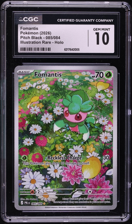 2026 Pokemon Mega Evolution Pitch Black IR Fomantis #85 CGC 10 GEM MINT