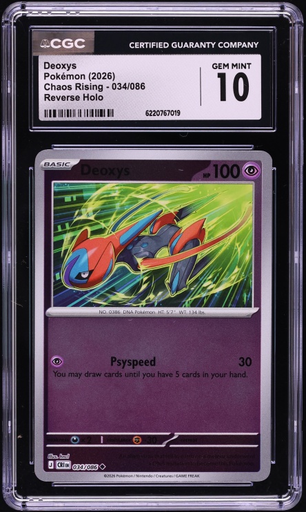 2026 Pokemon Mega Evolution Chaos Rising Reverse Holo Deoxys #34 CGC 10 GEM MINT