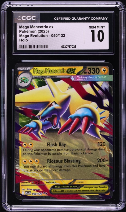 2025 Pokemon Mega Evolution Holo Mega Manectric Ex #50 CGC 10 GEM MINT