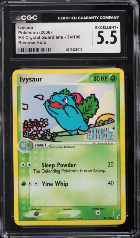 2006 Pokemon Ex Crystal Guardians Reverse Holo Ivysaur #34 CGC 5.5 EX+