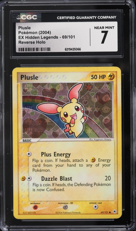 2004 Pokemon Ex Hidden Legends Reverse Holo Plusle #69 CGC 7 NRMT