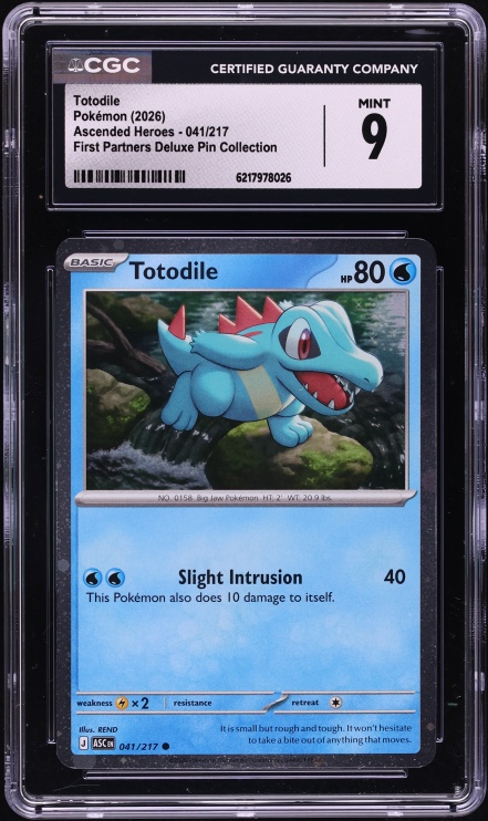 2026 Pokemon Mega Evolution Ascended Heroes First Partners Deluxe Pin Totodile #41 CGC 9 MINT