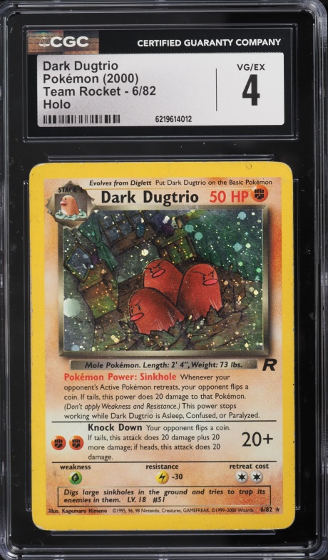 2000 Pokemon Team Rocket Holo Dark Dugtrio #6 CGC 4 VGEX