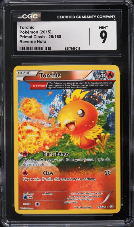2015 Pokemon XY Primal Clash Reverse Holo Torchic #26 CGC 9 MINT