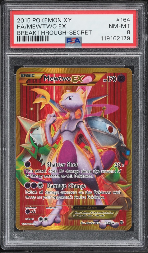 2015 Pokemon XY BREAKthrough SEC Mewtwo EX #164 PSA 8 NM-MT