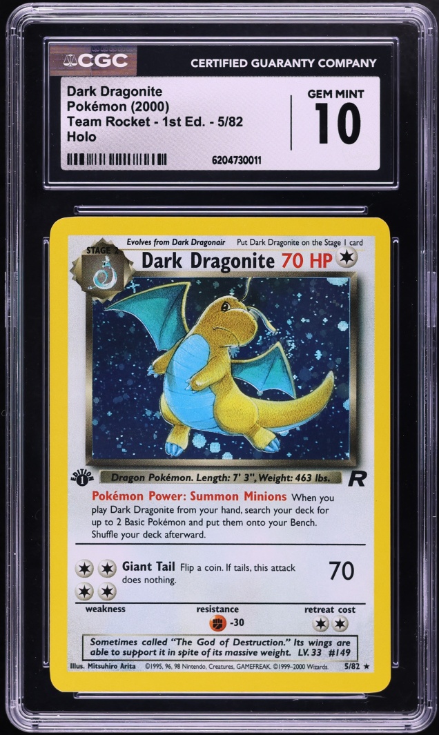 2000 Pokemon Team Rocket 1st Edition Holo Dark Dragonite #5 CGC 10 GEM MINT