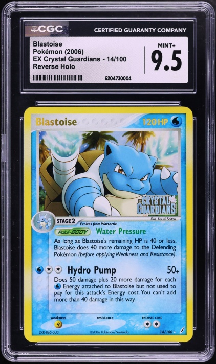 2006 Pokemon EX Crystal Guardians Reverse Holo Blastoise #14 CGC 9.5 MINT+