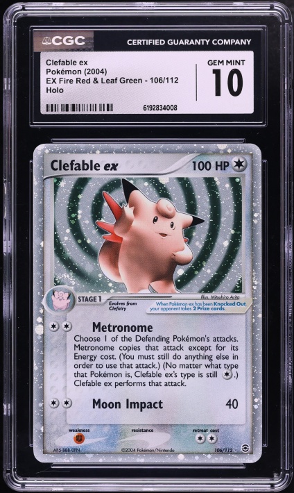 2004 Pokemon EX Fire Red & Leaf Green Holo Clefable Ex #106 CGC 10 GEM MINT
