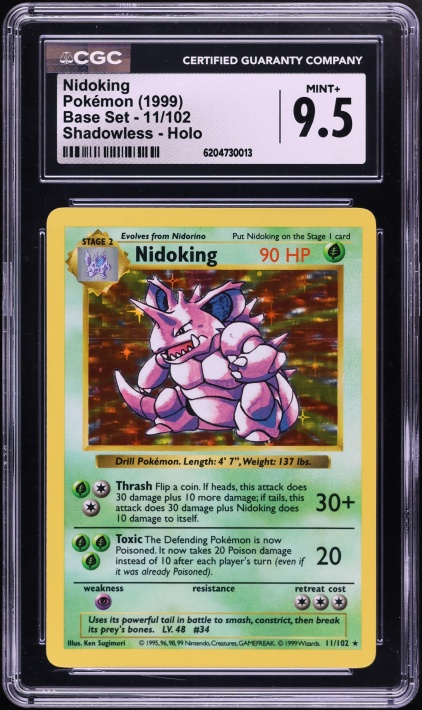1999 Pokemon Base Set Shadowless Holo Nidoking #11 CGC 9.5 MINT+