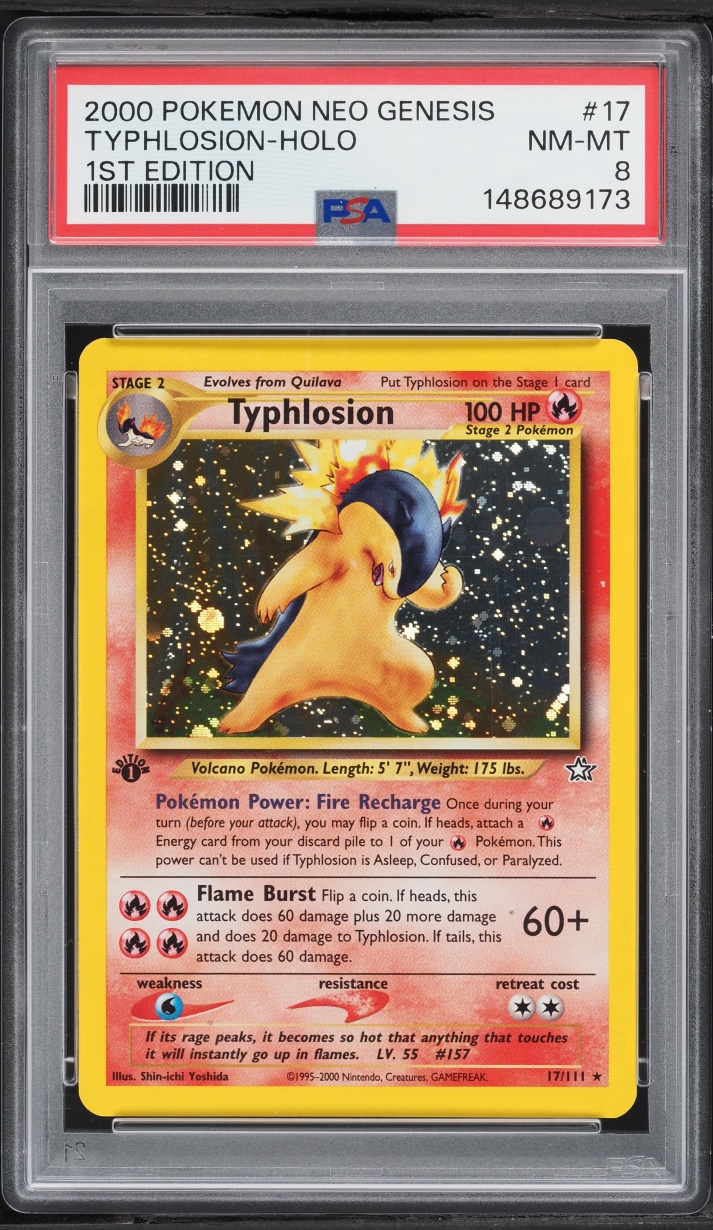 2000 Pokemon Neo Genesis 1st Edition Holo Typhlosion #17 PSA 8 NM-MT